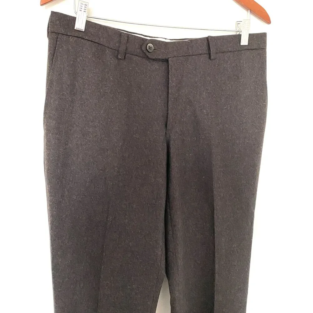 Lubiam Moda Italy Virgin Wool Tailored Fit Unfinished Hem Dress Pants 48R (M)